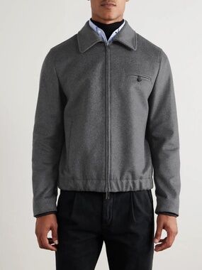 Slowear Incotex Montedoro Brushed Wool Blend Bomber Jacket Size 52 Fall Luxury